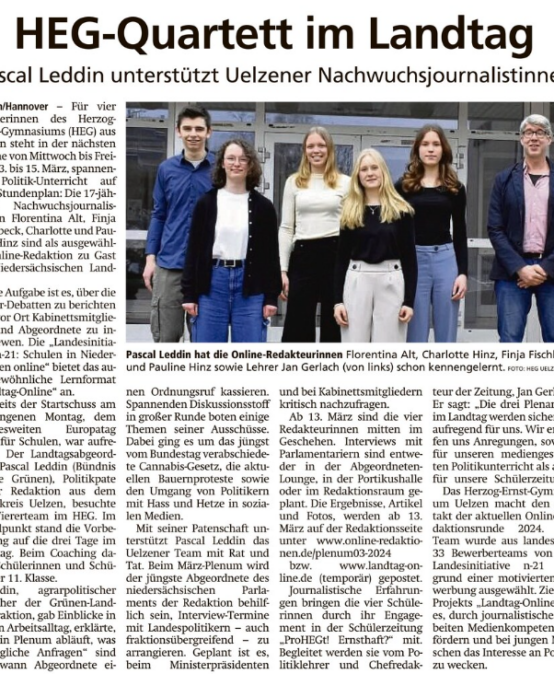 HEG-Schülerzeitung im Landtag